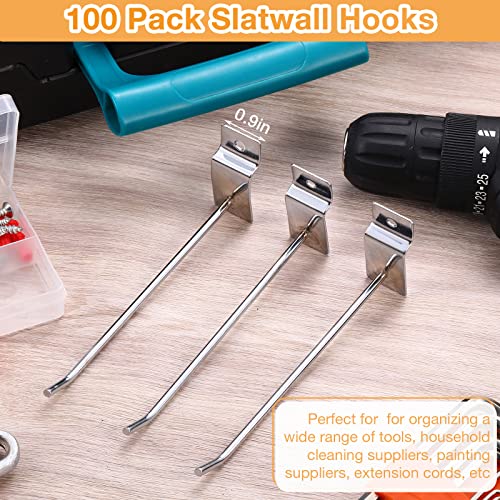 100 Pack Heavy Duty Slatwall Hooks Metal for Garage (6 Inch)