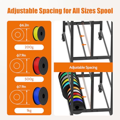 3D Printer Filament Cart (4-Tier Double-Row Rack)