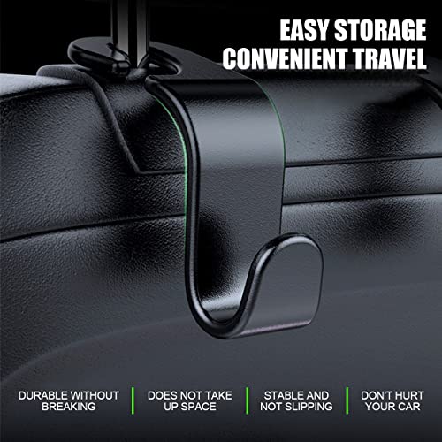 4 Pack Curved Headrest Hooks for Vehicle Seats (Black2)