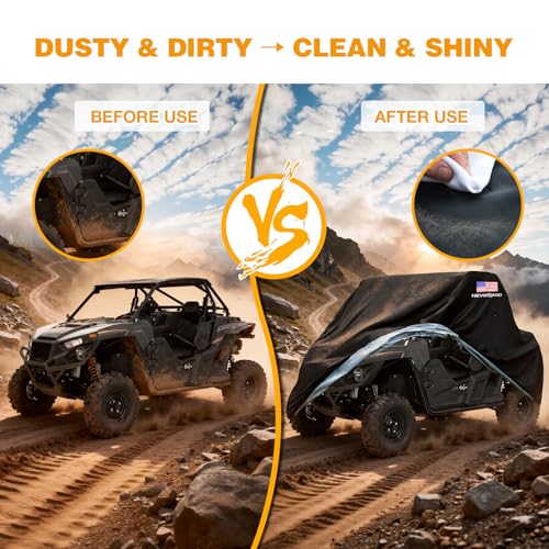 UTV Cover Heavy Duty 300D Waterproof Outdoor Storage 2 (up to 114"L (American Flag))