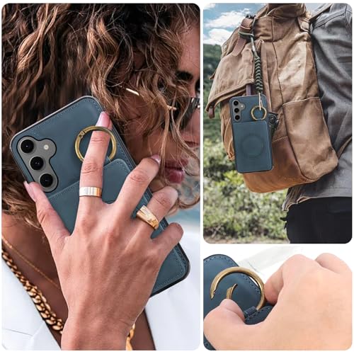Compatible with Samsung Galaxy S26 Plus S26+ 5G Wallet Case and Screen Protector Crossbody Shoulder Strap Ring Buckle Stand Card Holder Magnetic Car Mount Phone Cover for S26Plus 26S + S 26 26+ Green (Green / for S26 Plus)