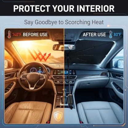 Car Windshield Sun Shade (1 PC / Black & Silver #1)