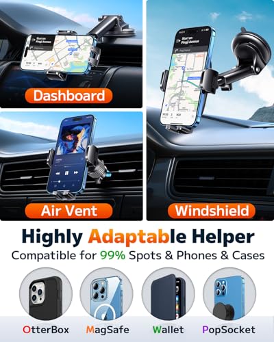 Dash Mounted Phone Holders for Your Car Dash Phone Mount for Car Dashboard Air Vent Multi (Wood Black)