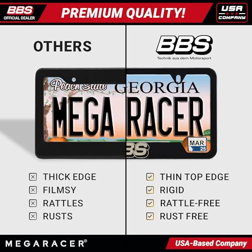 Authentic BBS Matte Black License Plate Frame (BBS Black / 1 Piece)