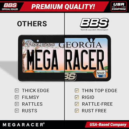 Authentic BBS Matte Black License Plate Frame (BBS Black / 1 Piece)