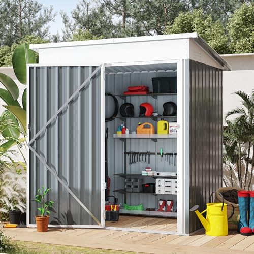 3' x 5' Outdoor Metal Storage Shed (Dark Grey / 3x5)