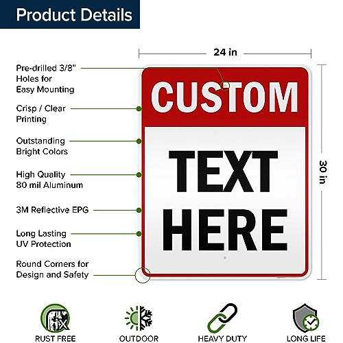 Custom Sign Custom Sign for Business (Header - Vertical / 24x30 - Aluminum Reflective)