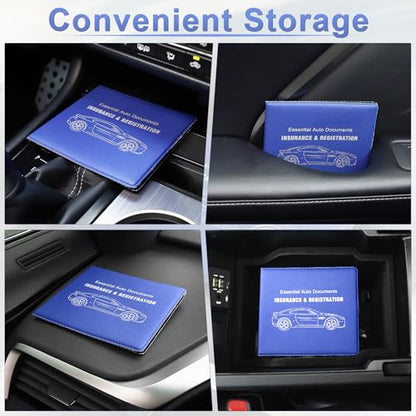 Car Registration and Insurance Card Holder (Lychee pattern Blue)