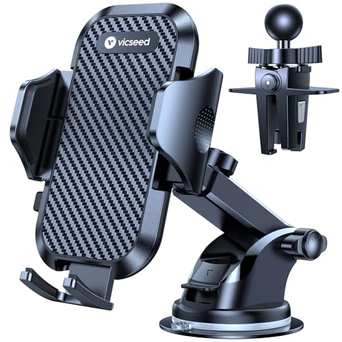 2026 Ultimate Sturdy Car Phone Holder [Upgraded 95+LBS Strongest Suction] Universal Long Arm Cellphone Mount for Car Dashboard Windshield Vent Truck Boat for iPhone 17 16 Pro Max & Android (Classic Black)