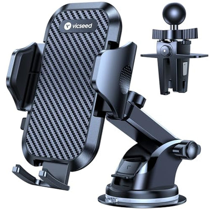 2026 Ultimate Sturdy Car Phone Holder [Upgraded 95+LBS Strongest Suction] Universal Long Arm Cellphone Mount for Car Dashboard Windshield Vent Truck Boat for iPhone 17 16 Pro Max & Android (Classic Black)