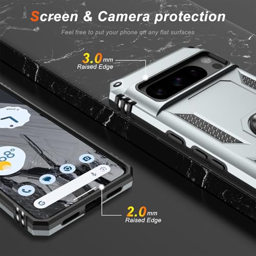 for Google Pixel 8 Pro Case with Screen Protector (Silver / Google Pixel 8 Pro)