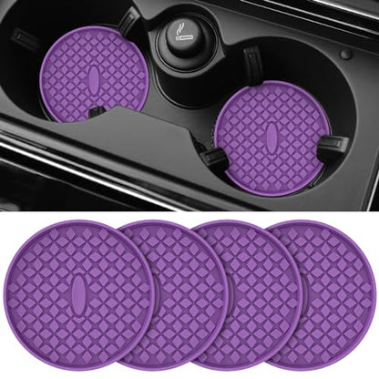 Car Cup Coasters [4 Pack] Silicone Car Coasters (4pack-deep Purple)