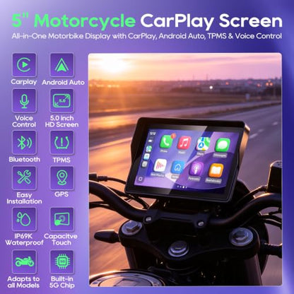 5 Inch Motorcycle CarPlay Display with TPMS (5")
