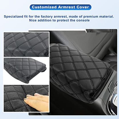 Center Console Cover for 2022 2023 2024 Santa Cruz Pickup Truck Armrest Cover Console Pad Armrest Seat Box Cover Leather Protector 2022 2023 2024 Santa Cruz Car Interior Accessories (Black Pad)