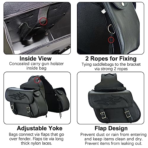 Naked Cowhide Leather Motorcycle Saddle Bags Throw Over Saddlebags