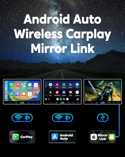Single Din Car Stereo Wireless Apple Carplay Android Auto Radio (10.1")