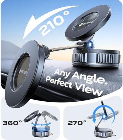 Upgraded Car Phone Holder for Magsafe Car Mount [Strongest Suction] (Translucent Black)