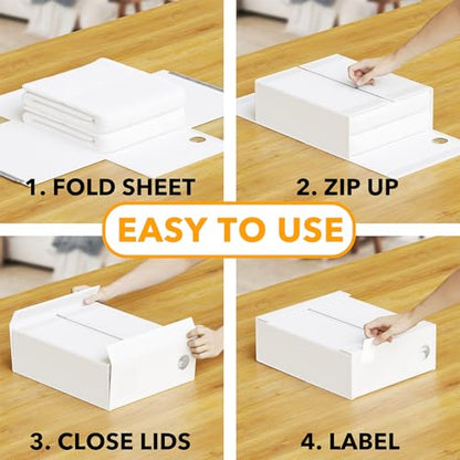 9 Pack Bed Sheet Organizers and Storage (9 pcs / White)