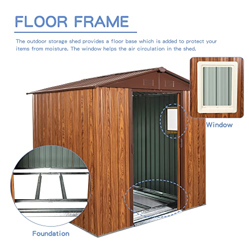 6x6 FT Outdoor Storage Shed (6x6 FT/Window / Coffee)
