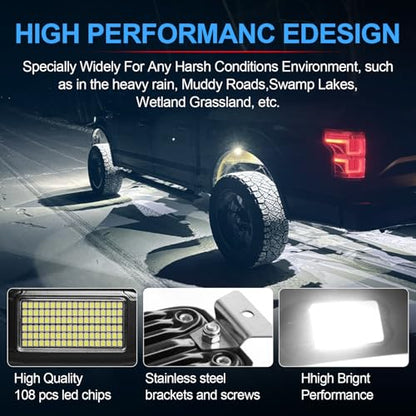 108 High Power LEDs per Pod 4Pods Pure White Rock Lights Ultra (Pure white 108w rock lights)