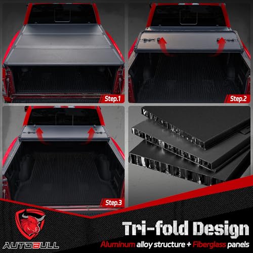 Hard Top Tri Fold tonneau Cover Compatible with 2022 (6’7“ / 2022-2026 Hard Folding)