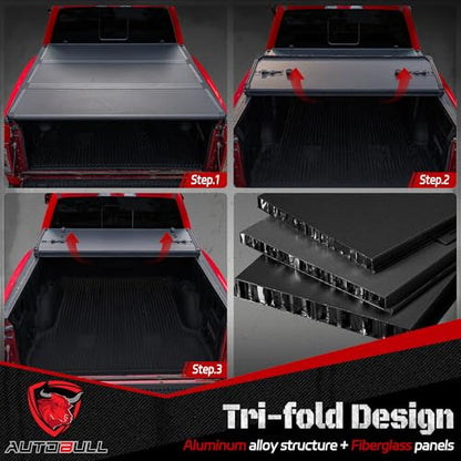 Hard Top Tri Fold tonneau Cover Compatible with 2022 (6’7“ / 2022-2026 Hard Folding)