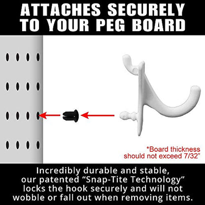 PegPro® J Hooks Kit for Standard “Wood Fiber” pegboard (J Hook - 24 Count / White)