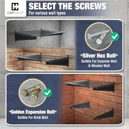 Garage Shelving Wall Mounted 72x18 Inch (Black)