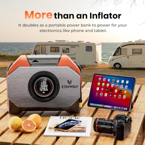VORTEX S6 Tire Inflator Portable Air Compressor (Vivid Orange / 19200 Mah)