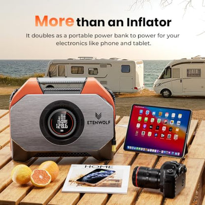 VORTEX S6 Tire Inflator Portable Air Compressor (Vivid Orange / 19200 Mah)