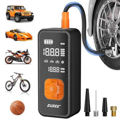 Tire Inflator Portable Air Compressor with Digital Gauge 150 PSI (Black & Orange)
