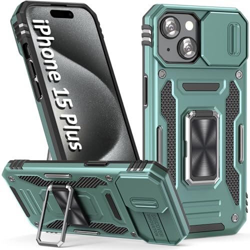 Alpine Green Phone Case for i Phone 15 Plus Case with Camera Cover (★ iPhone 15 Plus 【6.7 inches】 / Alpine Green)