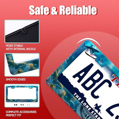 Shark Ocean Fish Stainless Steel License Plate Frame for US Cars Decor (Shark)