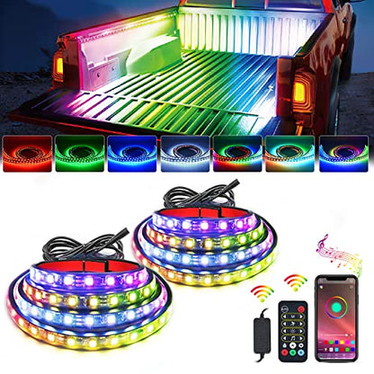 Truck Bed Light Strip RGB (2Pcs 60Inch RGBIC Bed Strip w/Remote+APP)