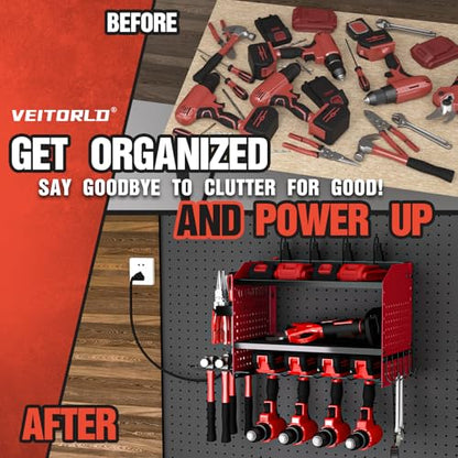 Power Tool Organizer with Charging Station (Red / 16'')