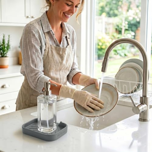 Silicone Soap Dish with Drain Spout (Grey / S(4.9"×3.2"))