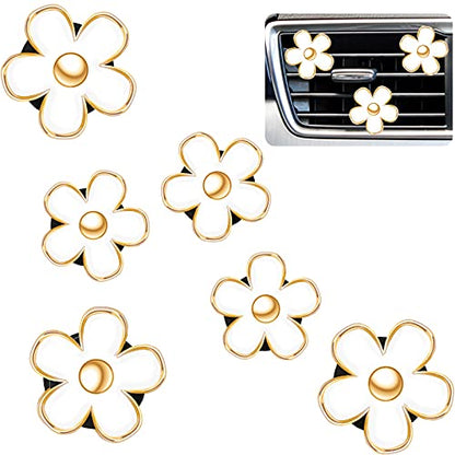 6 Pcs Daisy Vent Clips for Car (White / 1 Count (Pack of 6))
