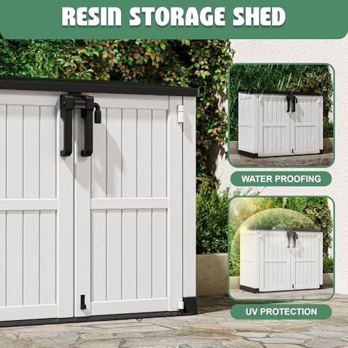 Outdoor Storage Cabinet 36 Cu Ft with Lockable Doors (Black-Ashen / 29.1"×51.1"×43.3")