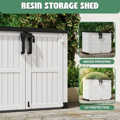 Outdoor Storage Cabinet 36 Cu Ft with Lockable Doors (Black-Ashen / 29.1"×51.1"×43.3")