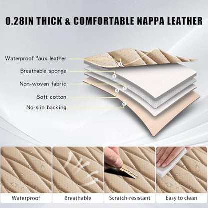 Nappa Faux Leather Car Seat Covers Full Set (Beige / Front Pair)