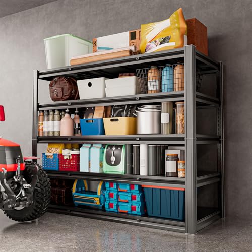 5 Tier 60" W x 24" D x 72" H Garage Shelving Units 3000LBS Shelves Garage Heavy Duty Metal Shelf Unit Adjustable Basement Industrial Storage Racks (Black-hidden Hole / 60"W x 24"D x 72"H)