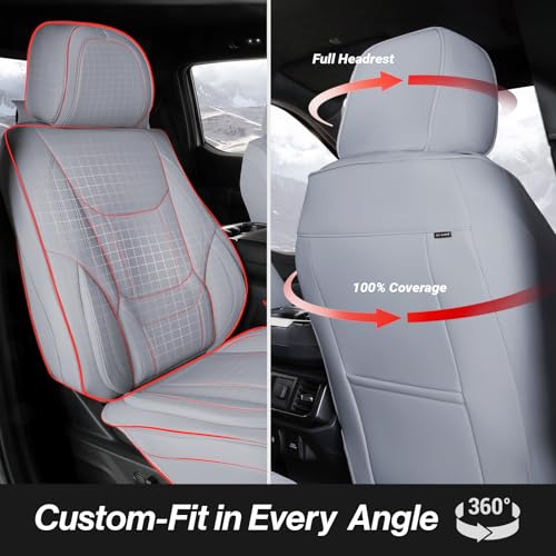Premium Custom Fit Truck Car Seat Covers Full Set Seat Waterproof (X60 (See Vehicle Size Chart) / Full Set - Gray)