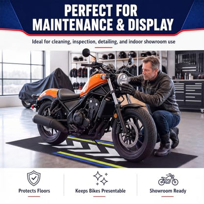 Motorcycle Garage Mat Non Slip (Arrow Style / 78 X 31 Inch)