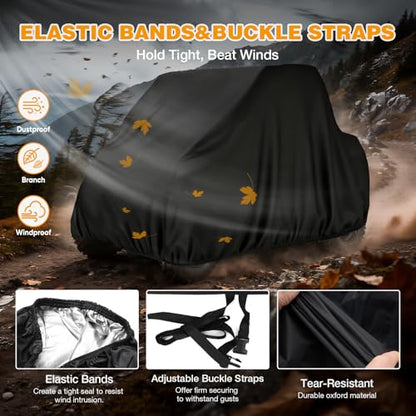 UTV Cover Heavy Duty 300D Waterproof Outdoor Storage 2 (up to 114"L (Black))