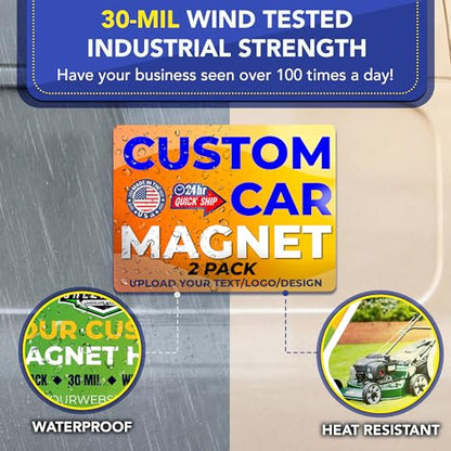Custom Car Magnet 18x24 Inch 30 Mil 2 Pack (18" x 24" Rectangle)