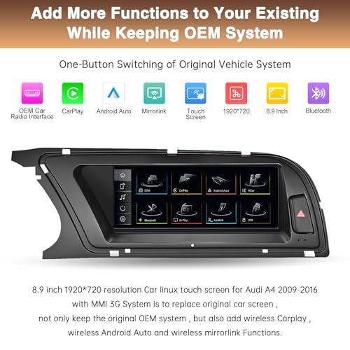 8.9 Inch Display Touchscreen for Audi A4 2009