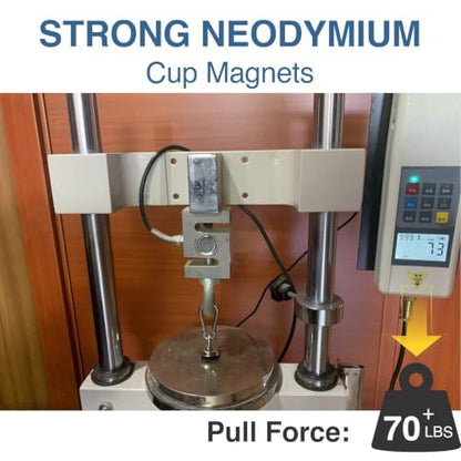 10 Pack Strong Neodymium Cup Magnets 70Lbs+ Holding Force