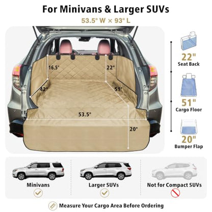 SUV Cargo Liner for Dogs (Khaki / Large Extended (With Flaps) 93")