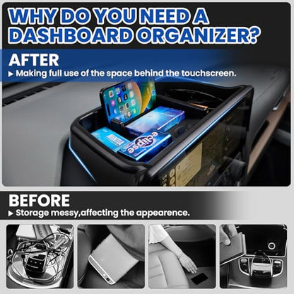 Center Console Dash Organizer for 2024 2025 Toyota Grand Highlander Accessories Dashboard Insert Tray with Cellphone Holder Storage Box with Anti (Dash Organizer)