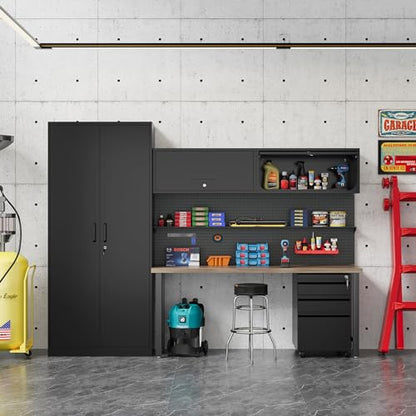 Metal Storage Cabinet Black Wall Cabinets with Locking Door (13"D x 31.5"W x 13.7"H / Black)